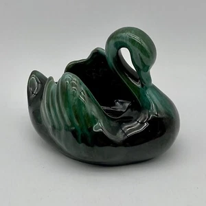 Canada Blue Mountain Pottery BMP Drip Glaze Blue Black Green Swan Dish Vintage - Picture 1 of 10