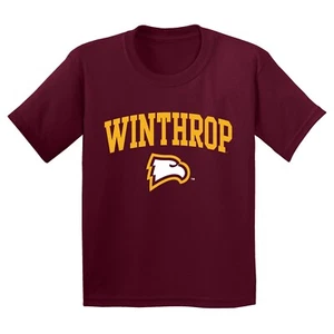 Winthrop Eagles Arch Logo Licensed Unisex Youth T-Shirt - Maroon - Picture 1 of 6