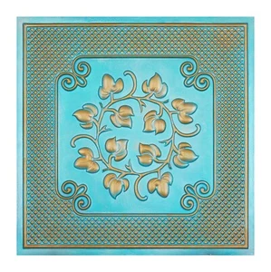 Pressed Tin Ceiling Tile, Decorative pvc panels,for Grogger PL66 Cyan gold 10pcs - Picture 1 of 20