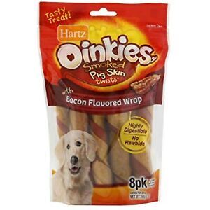 Hartz Oinkies Pigskin Dog Treats Bacon 8 Pack No RawHide Volume Deal US
