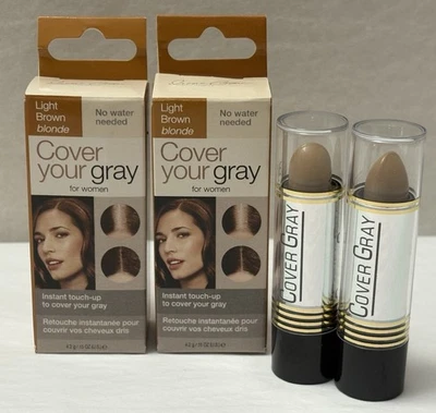 Nuevo PACK DE 2 PALILLOS DE RETOQUE COLOR GRIS para cubrir tu cabello rubio marrón claro Foto 1 de 3