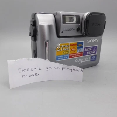 Sony Digital Camera Cybershot DSC-F55E 2.1MP Silver Tested *Read* - Image 1 of 4