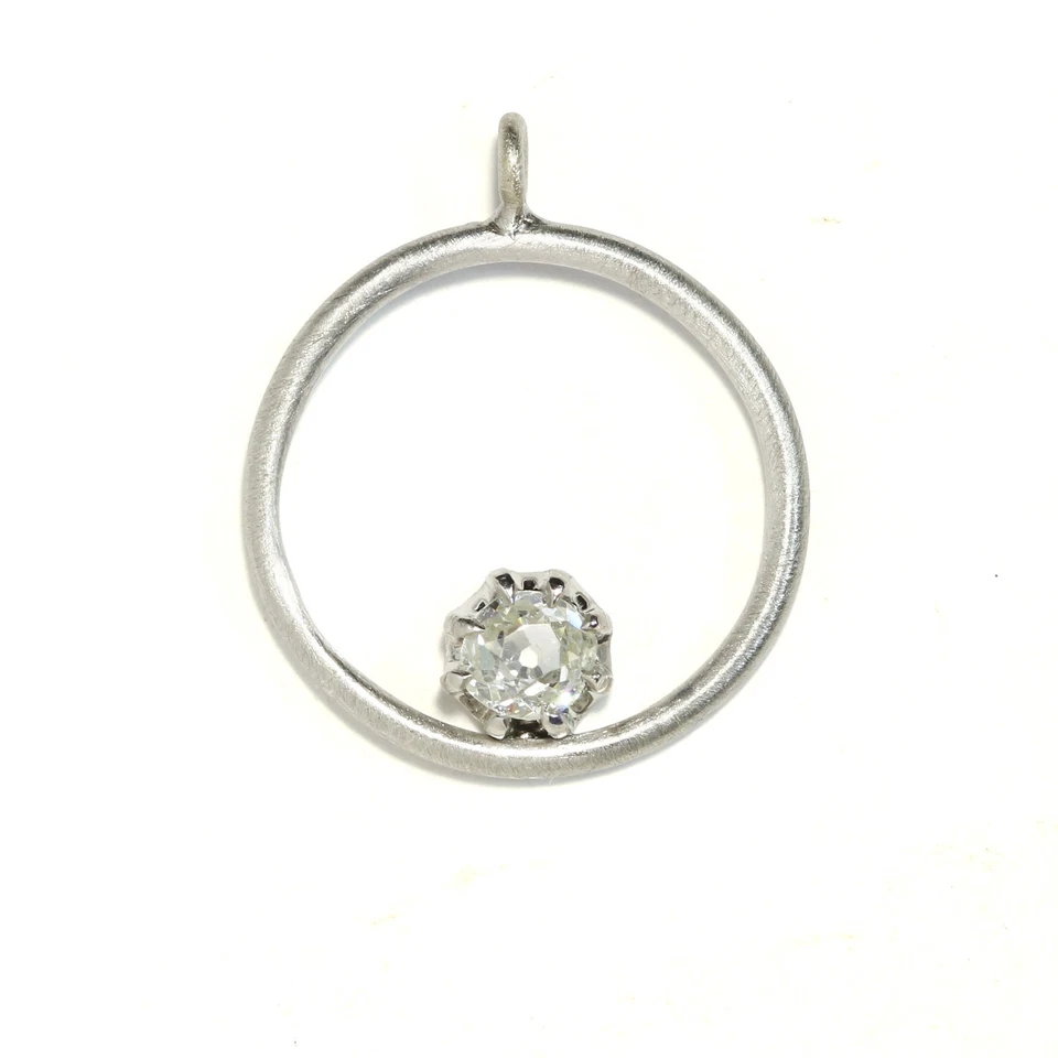 0.30ct Upcycled Antique natural old mine diamond platinum pendant. Unisex. - Image 1 of 4