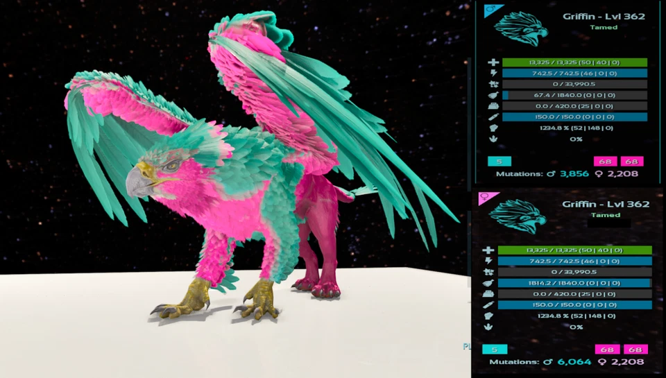 Griffin 1234m Cotton Candy ARK Survival Ascended ASA PVE Griffon Gryphon