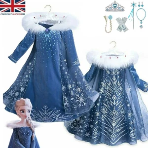 2025 Frozen 2 Elsa Dress Up Girls Fancy Cosplay Kids Costume Party Outfits - Picture 1 of 14