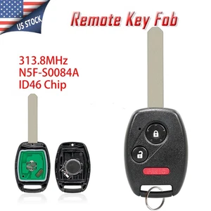 Full Car Key Remote Control Fob 3 Button N5F-S0084A for Honda Civic LX 2006-2011 - Picture 1 of 9