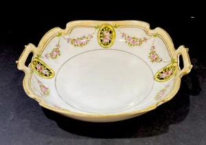 Antique Nippon Handpainted Porcelain Bowl With Handles Moriage Design Japan 1920 - Picture 1 of 4