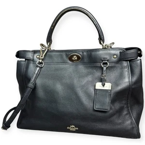 COACH Gramercy Satchel 33549 Black Leather 2-Way Purse Tote w/Gold-Tone Hardware - Picture 1 of 18