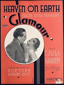 scarce 1934 film GLAMOUR feat. CONSTANCE CUMMINGS sheet music HEAVEN ON EARTH - Picture 1 of 1