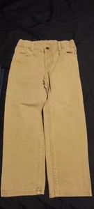 Osh Kosh Boy's Beige Tan Cotton Denim Jeans Adjustable Elastic Waist Size 5T - Picture 1 of 2