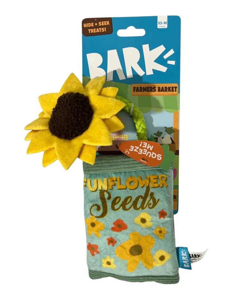 BARK Farmers Barket Funflower Seeds Dog Toy XS-M 0-50lbs