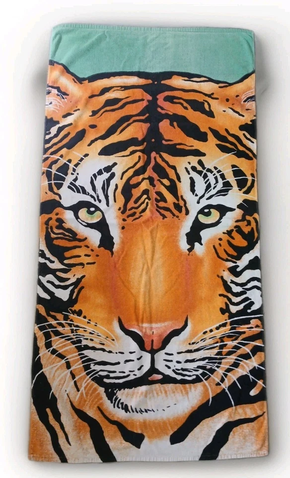 Toalha de banho vintage Y2K Tiger Beach estampa realista vida selvagem decoração retrô anos 2000 - Imagem 1 de 4