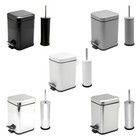 Bathroom Pedal Rubbish Waste Bin and Toilet Brush Holder Set - 3 Litre
