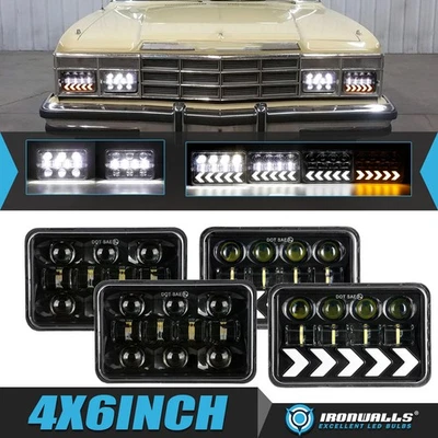 For Chrysler LeBaron 1977-1992 Pair 4x6" LED Headlights Hi/Lo Beam & Turn Signal — 第 1/4 张图片