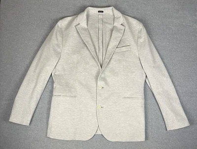 JF J Ferrar Blazer Mens 46R Light Gray Slim Fit Two Button Stretch Knit Jacket - Image 1 of 4