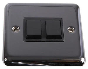 VOLEX ACCESSORIES - 2 Gang 2 Way 10AX Light Switch, Black Nickel - Picture 1 of 1