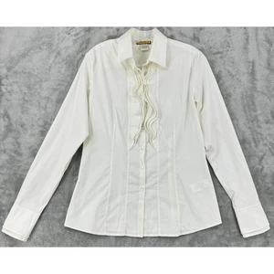 Axels Bluse Damen 46 Vail Colorado Knopf Plissee Rüschen tailliert elfenbein Italy - Bild 1 von 12