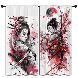Modern Anime Blackout Curtains for Boys Girl Bedroom Decor,Japanese Cherry Bl... - Picture 1 of 8