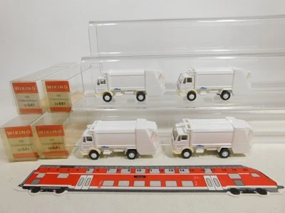 4X Wiking H0 1:87 22 641 Pressmüllwagen MB/Mercedes Edelhoff Mint Box #CZ189-0,5 - Immagine 1 di 4