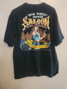 Vintage Big Nose Kates Saloon Men’s Medium Black T-shirt 1/4 Button 90s Western - Picture 1 of 8