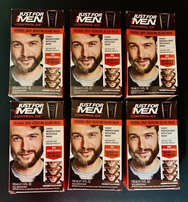 6x Just For Men CONTROL GX Grey Reducing Beard Wash Shampoo 4 oz Gradual Color - Image 1 of 4