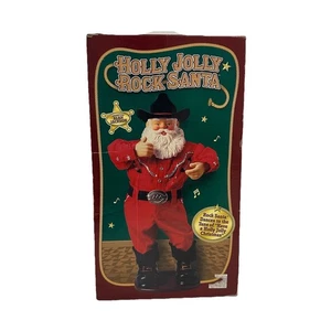 Vintage Holly Jolly Rock Santa Animated Cowboy Santa Musical Dancer 16" Works - Picture 1 of 22