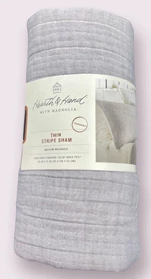 Hearth & Hand One Micro Thin Stripe Standard Sham Railroad Gray NEW - Image 1 of 2