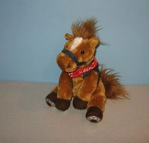 Sitting 8" Tan Pony Horse in Vest w/ Silver Hoofs Bean Plush Aurora Cuddle Pal - Picture 1 of 1