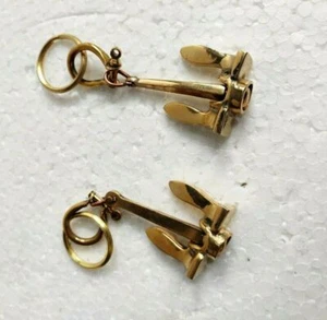 Set of 2 Anchor Brass Keychains Nautical Key ring Handcuff Keychain Gift Item - Picture 1 of 3