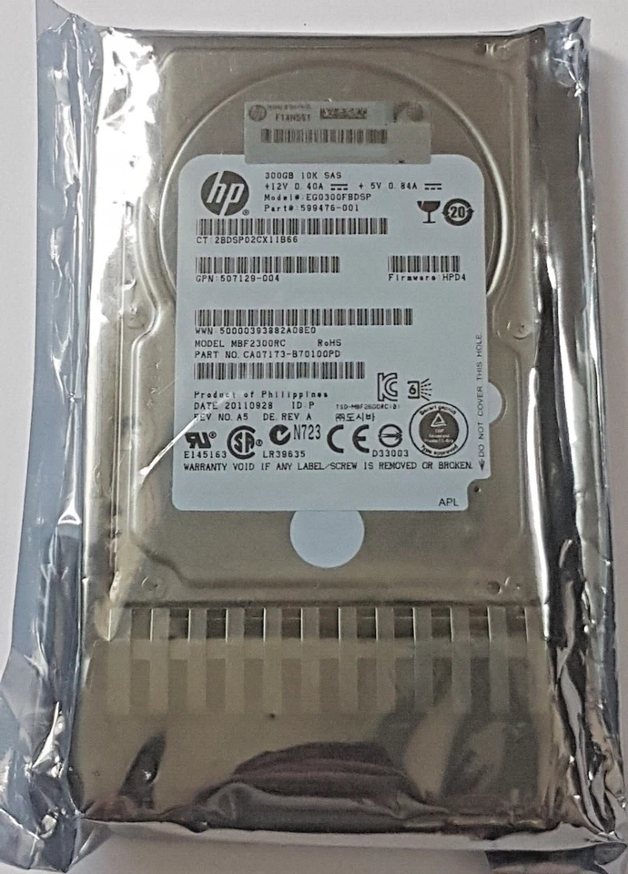 300 GB SAS 6Gb/S HP EG0300FBDSP 10000rpm SFF Dp 16MB 2.5 " Disk Nuovo + Caddy - Immagine 1 di 1