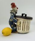 Zeba Arte Naive Style Clown Holding Dustbin With Oversize Lid