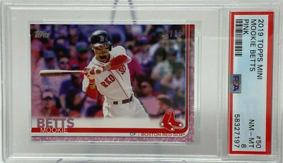 2019 Topps Mini #50 Mookie Betts  Mother's Day PINK  Serial #24/25 -POP 2 -PSA 8 - Image 1 of 4