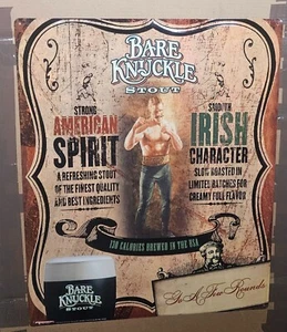 2006 Bare Knuckle Stout Beer Tin Bar Sign 24 x 30 Boxing Breweriana Rare - Picture 1 of 7
