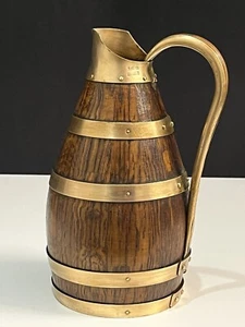 Antique GERAUD LAFITTE French Wine or Cider Pitcher in Oak and Brass (1933) - Picture 1 of 12