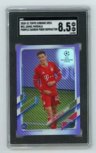 2020-21 Topps Chrome UEFA Jamal Musiala Purple Carbon Fiber Refractor RC SGC 8.5 - Picture 1 of 2