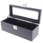 Black PU Leather Bangle Jewelry Box Organizer Display Storage Case with Lock