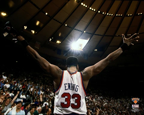 Patrick Ewing Knicks Unsigned 1994 Eastern Conference Finals Celebrating Photo Cover