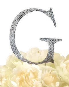 Topper de pastel de diamantes de imitación - Ocasiones únicas letra G - Grande - Plateado - Imagen 1 de 1