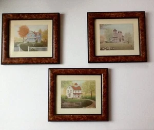 Juego de 3 casas tipo victoriano de colección K. Chin años 70 Arthur A. Kaplan enmarcadas - Imagen 1 de 12