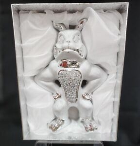 Bling Crushed Diamond Silver Dog In Presentation Box 