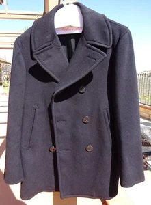 Cappotto vintage WW2 Pea US Navy blu lana veterano navale firmato Millar uomo 38R - Foto 1 di 6