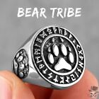 Sculpt Rings? Norse Mythology Viking Bear Paw Punk Ring In Steel ? Us-Size 7-13