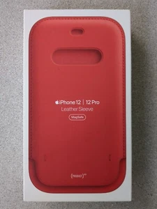 *NEW* Genuine Apple iPhone 12, 12 Pro MagSafe Leather Cover Official Scarlet Red - Picture 1 of 3
