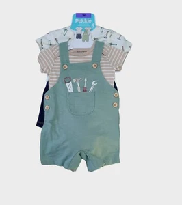 Baby's Pekkle Overall & Shorts 4 pieces Set Green (Tools) Size 3M NWT - Picture 1 of 10