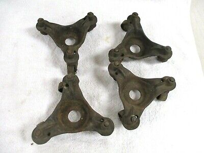Lot Of 4 Antique  Caster Wheels Cast Iron Swivel Casters Industrial • 75£