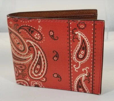JACK SPADE - Bifold Leather Wallet - Red Paisley Bandana Print - USED - Image 1 of 4