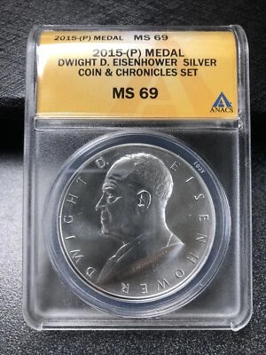 2015 Coin & Chronicles Dwight Eisenhower 2 Coin Set MS 69/PF 69 Graded ANACS - Image 1 of 4