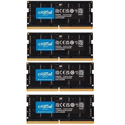 Crucial 128GB (2X 32GB) DDR5 5600MHZ PC5-44800 SODIMM Memory Ram CT32G56C46S5 - Image 1 of 4