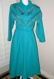LKNEW VINTAGE LILIA SMITTY SMITH MADE IN USA WESTERN STYLE DRESS FRINGE 11/12 - Picture 1 of 5