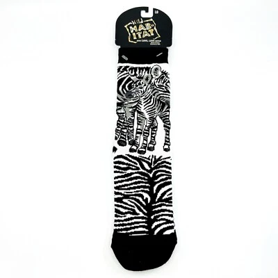 Calcetines Coleccionables Cebra y Potro Unisex Grandes Wild Habitat Negro Gris Blanco Foto 1 de 2